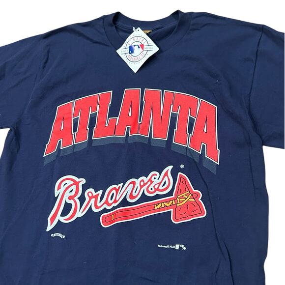 Vintage 1990s Atlanta Braves T-Shirt Nutmeg Mills MLB Tee Deadstock / Mens L - - Picture 2 of 4